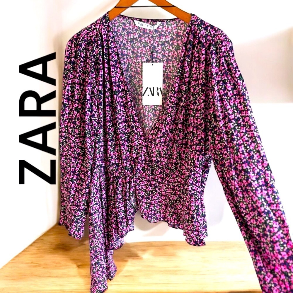 ZARA-NWT size XXL floral asymmetrical blouse w/peplum bottom. So stunning! New!